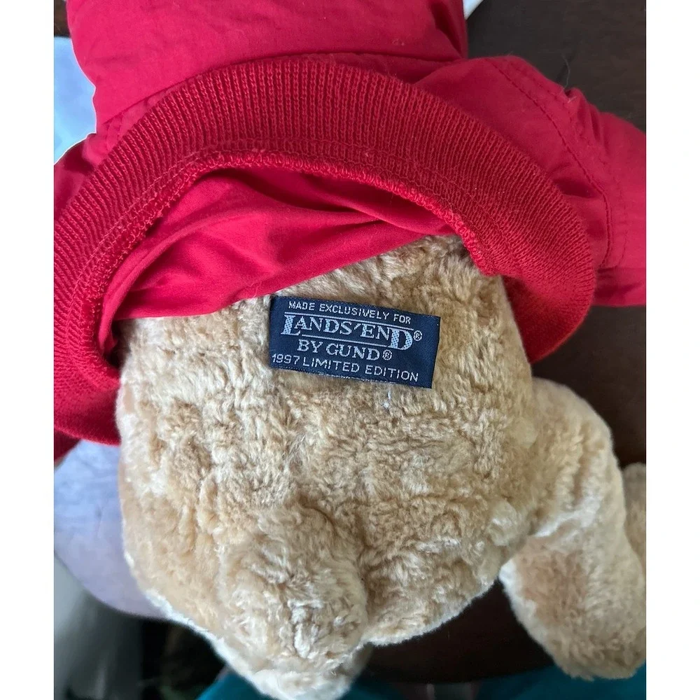 Lands End Aviator Teddy Bear Plush Red Jacket Pilot Hat Scarf Goggles Tan 13 in